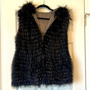 Grey Fur Puffer Vest.